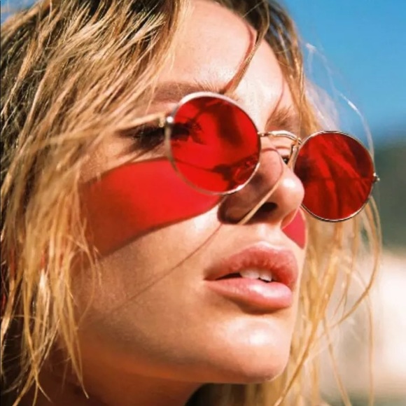 Red Oval Sunglasses - Picture 3 of 7